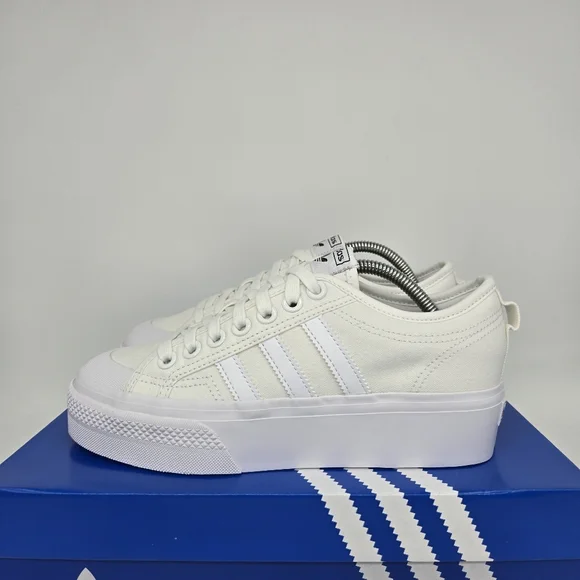 New adidas Nizza Platform Triple White Women's Shoes Size 10 - Picture 1 of 8
